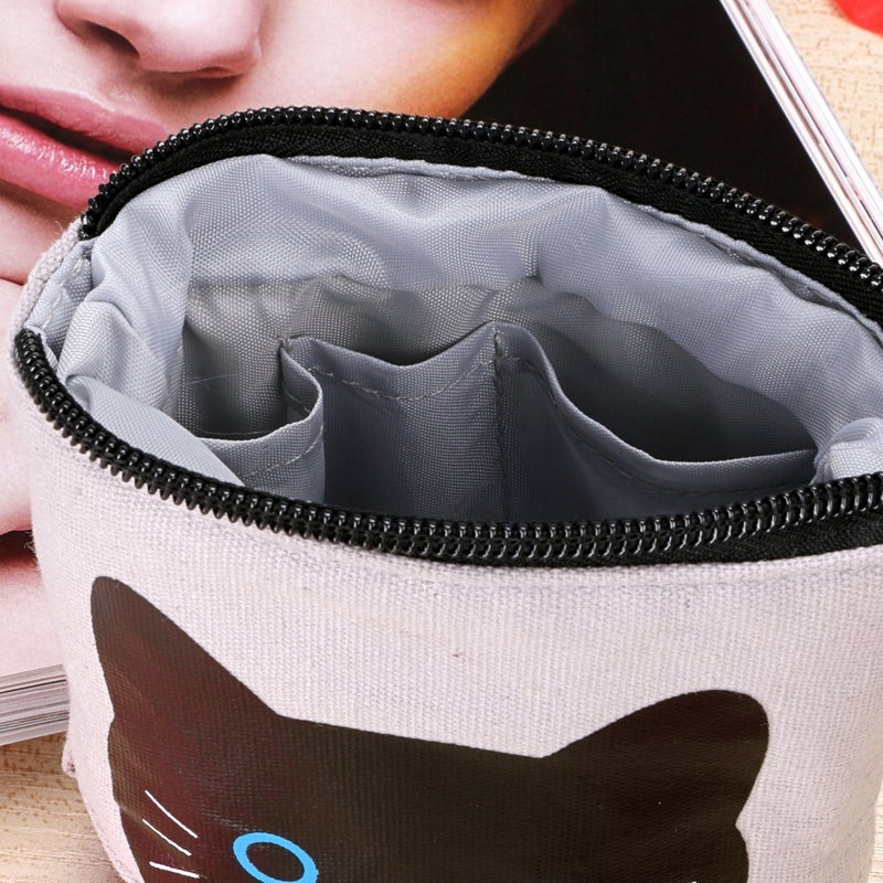 Ytuomzi Telescopic Pencil Pouch Standing Pen Holder Cute Pencil Bags Stand Up Pen Case Cartoon Pencil/Pens Storage Box Canvas+PU Stationery Organizer Makeup Bag with Zipper Closure (Gray) - Image 4